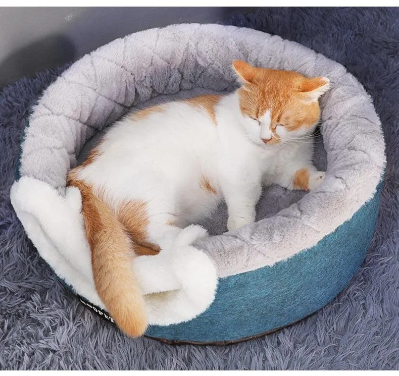 Soft Plush Pets Kennel Bed with Thick Blanket for Extra Comfort | Cat & Dog Bed | 100% Cotton
