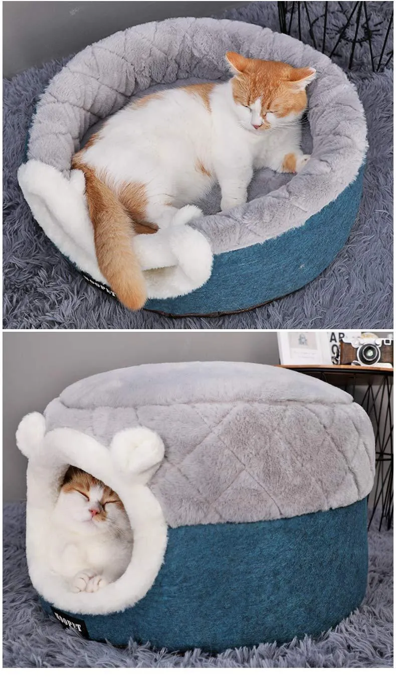 Soft Plush Pets Kennel Bed with Thick Blanket for Extra Comfort | Cat & Dog Bed | 100% Cotton