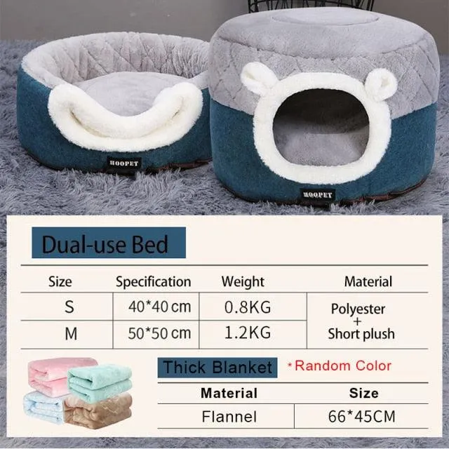 Soft Plush Pets Kennel Bed with Thick Blanket for Extra Comfort | Cat & Dog Bed | 100% Cotton