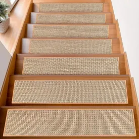 Stair Treads for Wooden Steps Indoor,8" X 30" (15 in Pack) Carpet Stair Treads for Wood Stairs, Machine Washable Stair Runners for Kids Elders and Pets,Beige