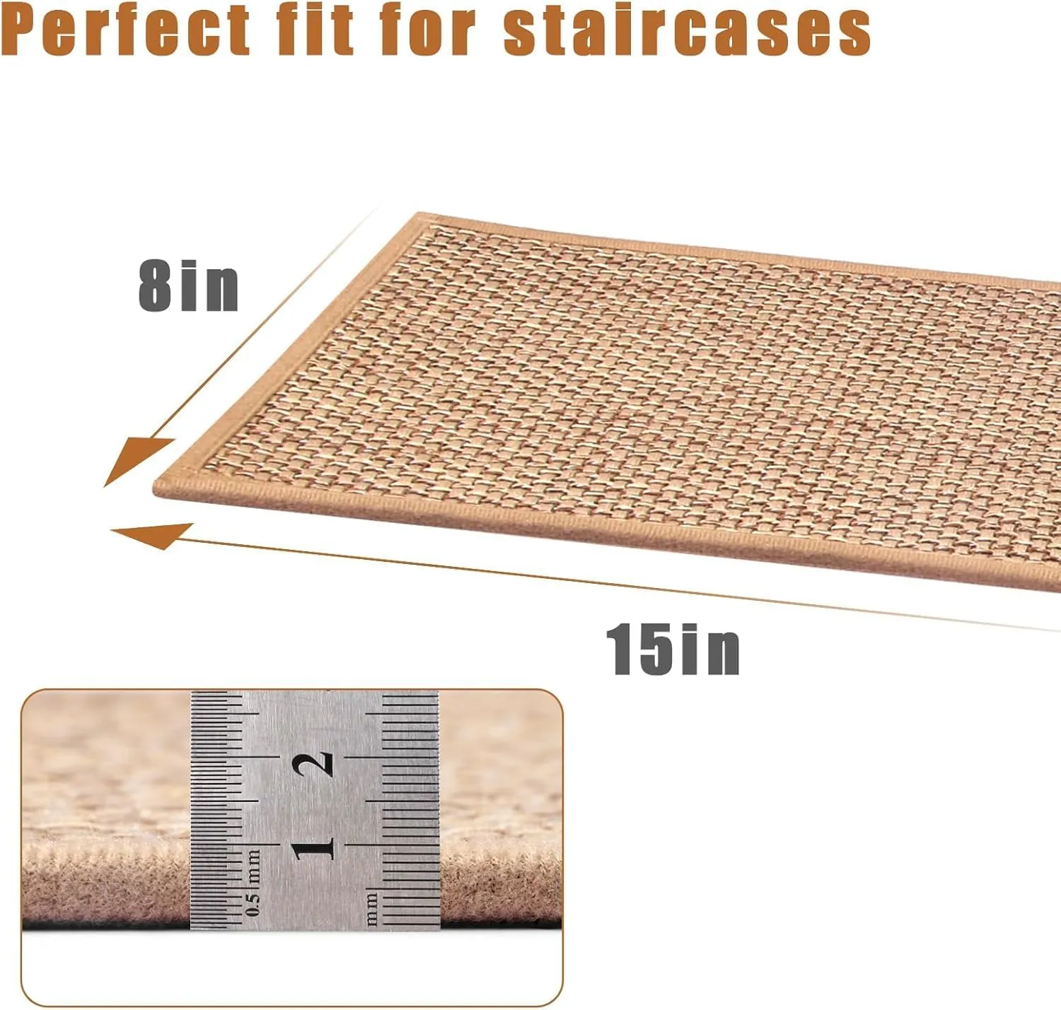 Stair Treads for Wooden Steps Indoor,8" X 30" (15 in Pack) Carpet Stair Treads for Wood Stairs, Machine Washable Stair Runners for Kids Elders and Pets,Beige