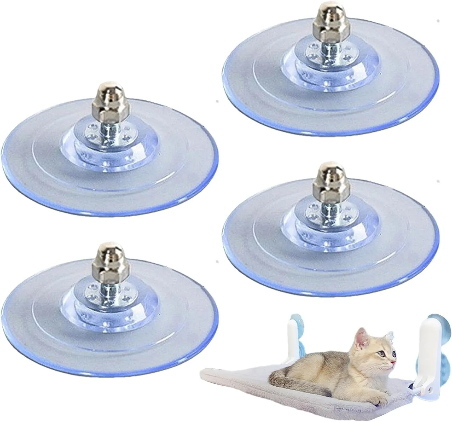 Suction Cups for Cat Hammock - 8PC Replacement Cat Hammock Suction Cups | Cat Perch Window Suction Cups | Heavy Duty Clear Cat Window Perch Suction Cups with Screws for Cat Window Seat