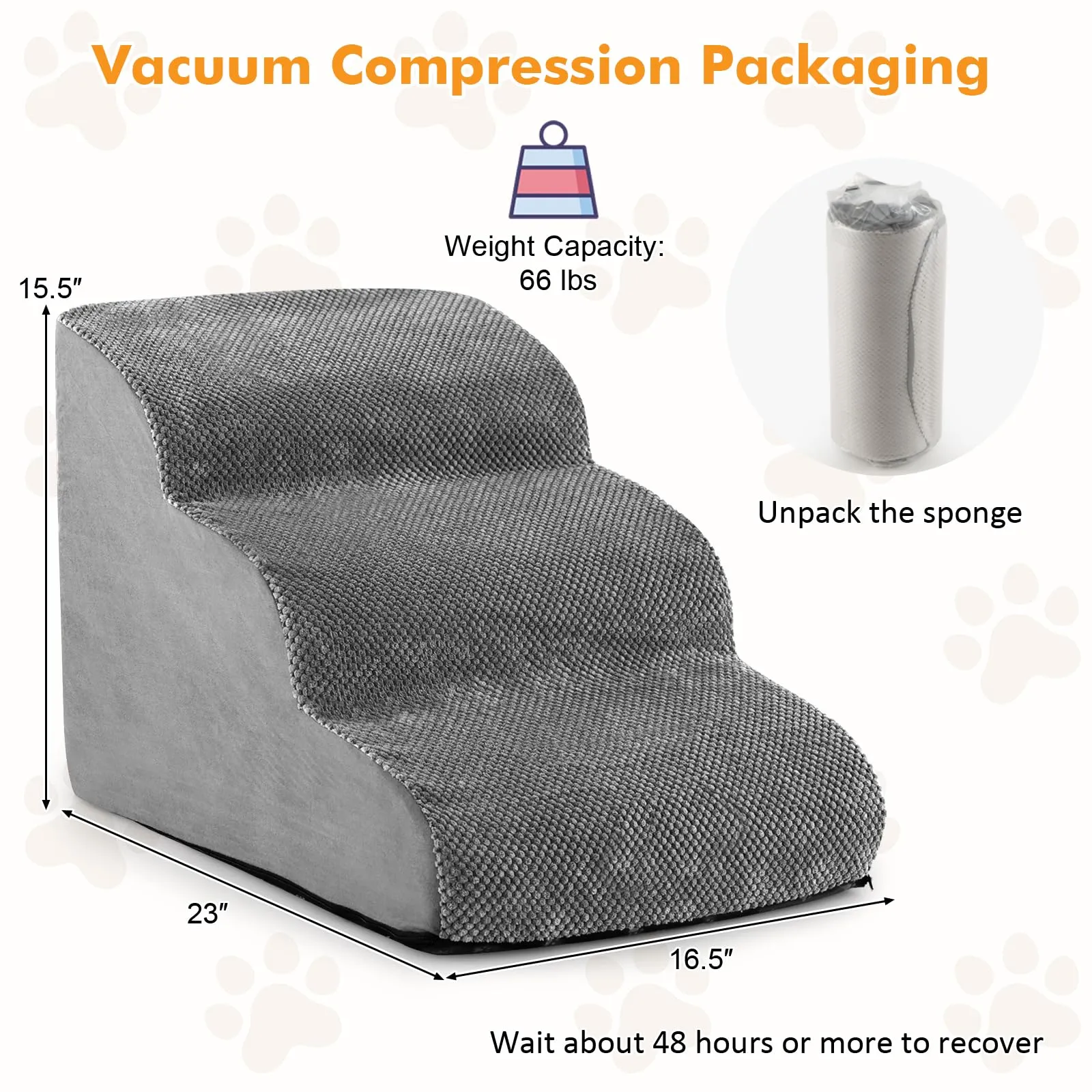 Tangkula Foam Dog Stairs for High Beds, Extra Wide & Deep Pet Ramp