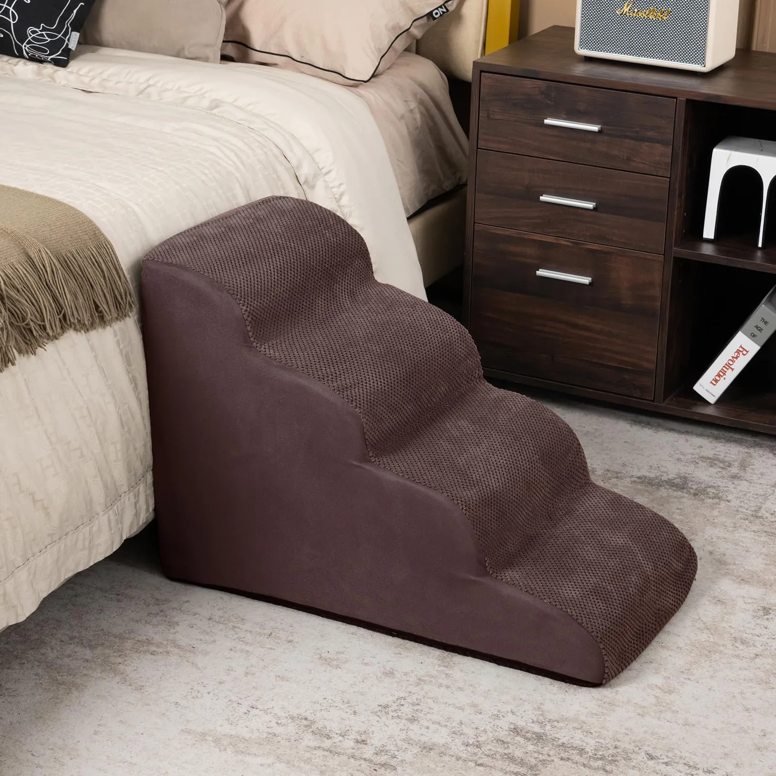 Tangkula Foam Dog Stairs for High Beds, Extra Wide & Deep Pet Ramp