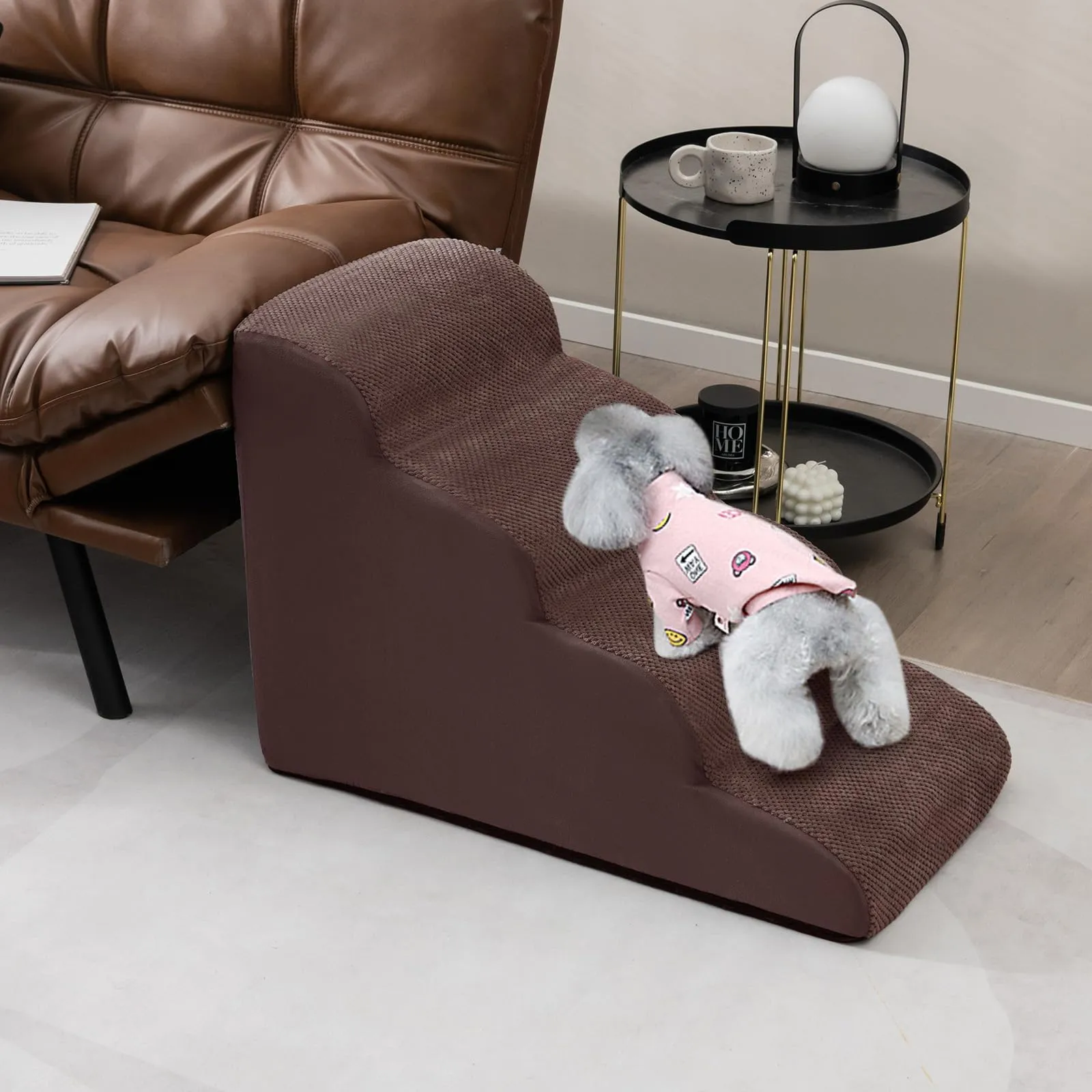 Tangkula Foam Dog Stairs for High Beds, Extra Wide & Deep Pet Ramp
