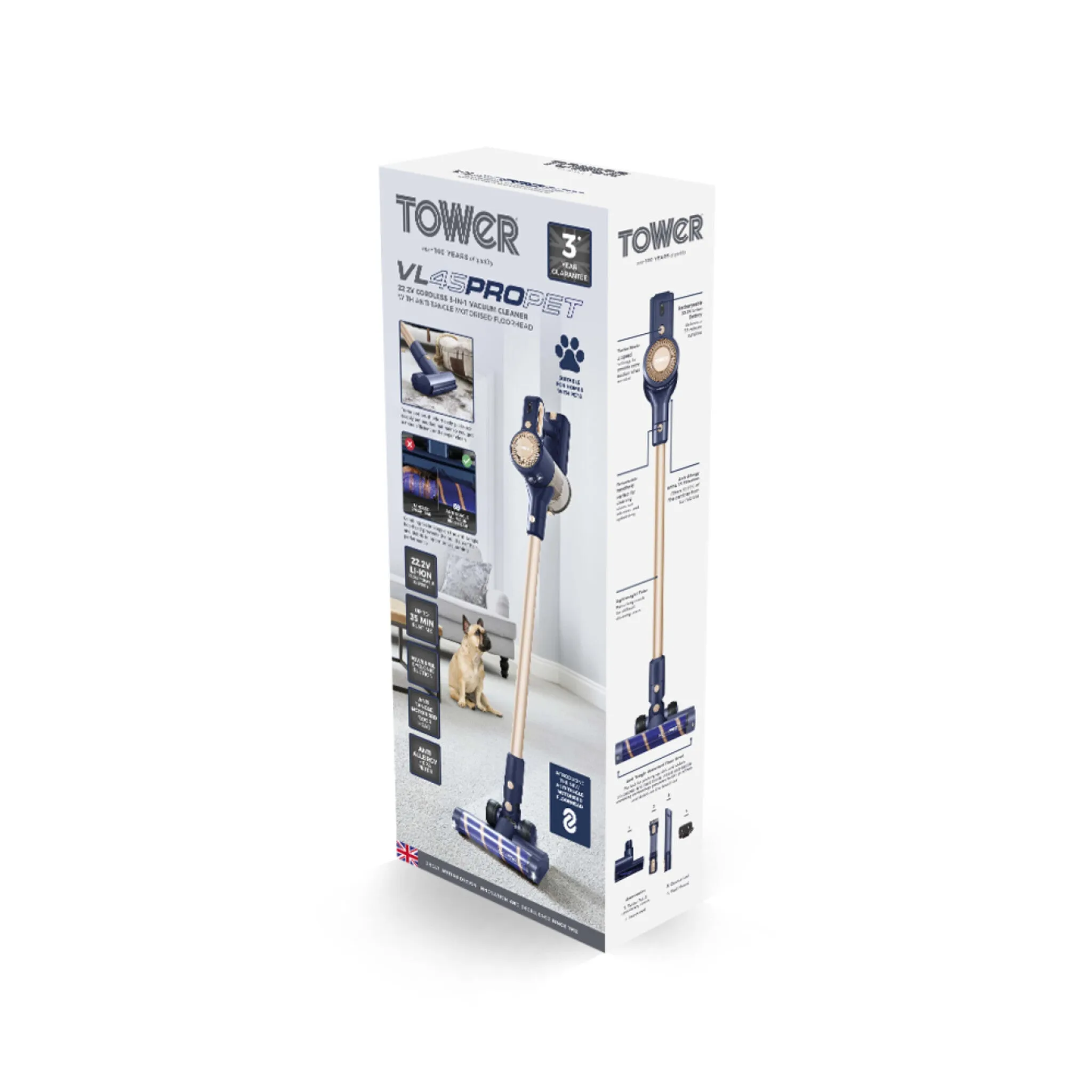 Tower VL45 Pro Pet Anti Tangle Cordless 3-in-1 Pole Vacuum