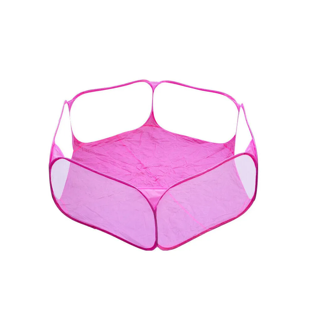 US Small Animal Cage Tent Breathable Transparent Pet Playpen Portable Yard Fence