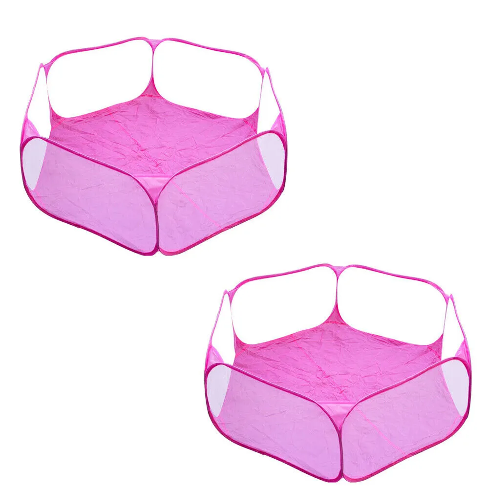 US Small Animal Cage Tent Breathable Transparent Pet Playpen Portable Yard Fence