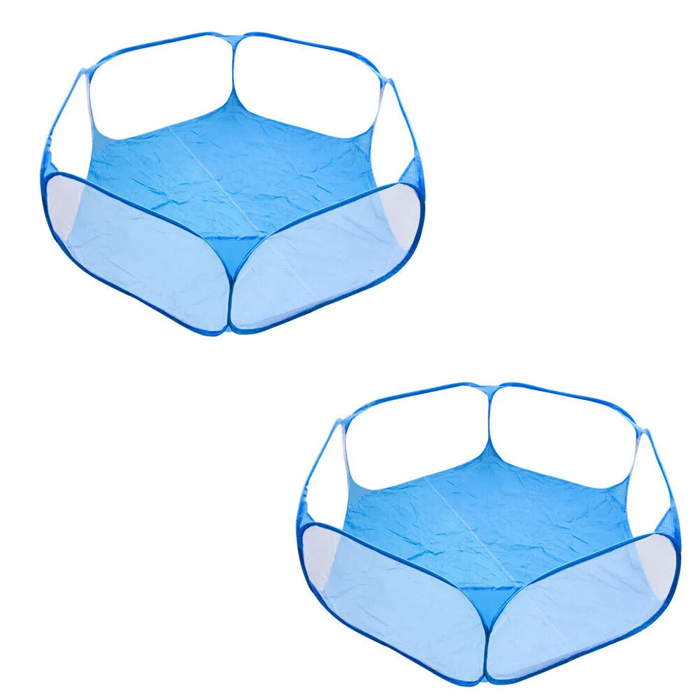 US Small Animal Cage Tent Breathable Transparent Pet Playpen Portable Yard Fence