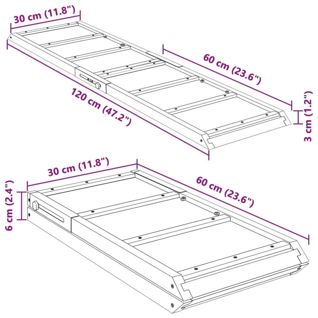 vidaXL Dog Ramp Grey 120x30 cm Solid Wood Fir