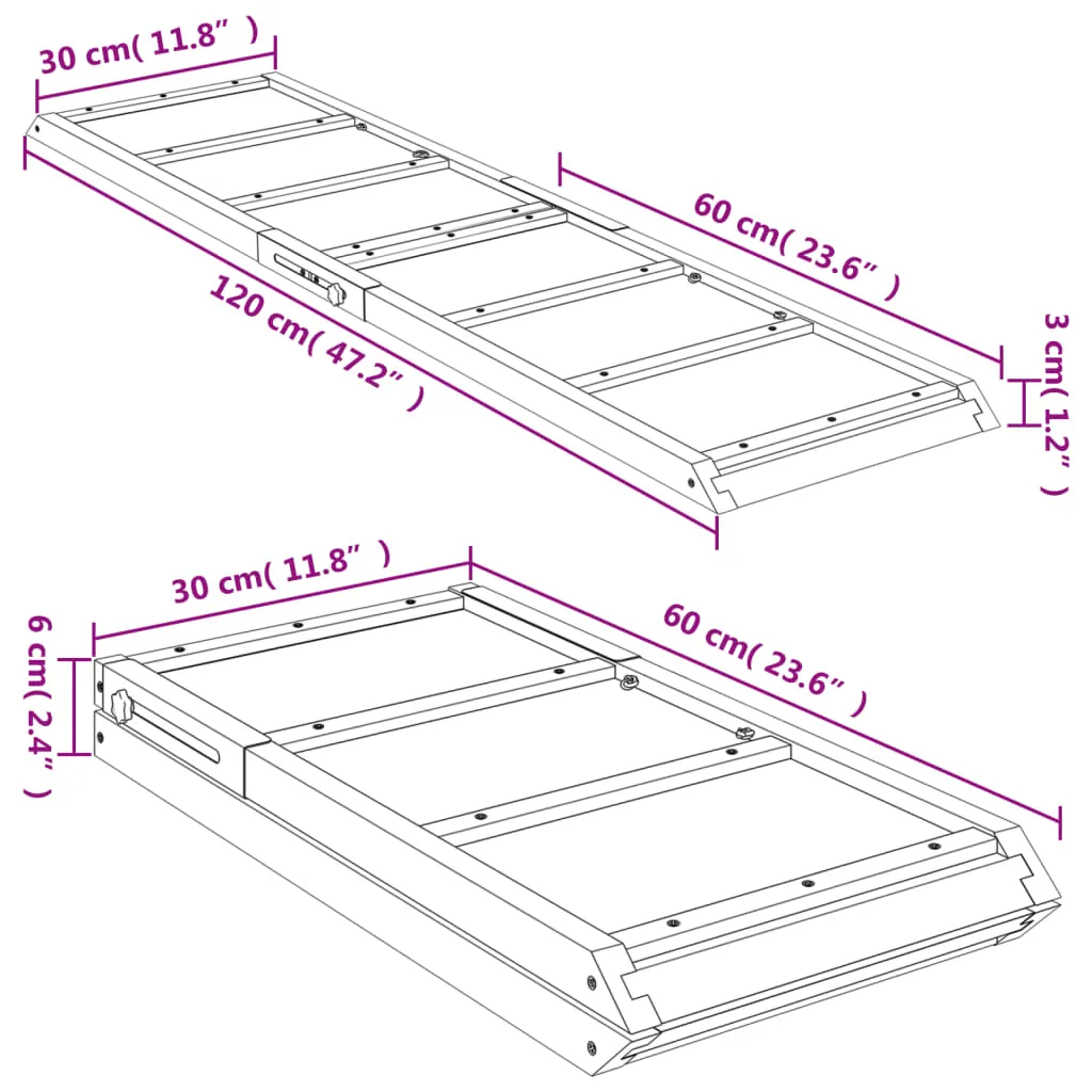 vidaXL Dog Ramp Grey 120x30 cm Solid Wood Fir