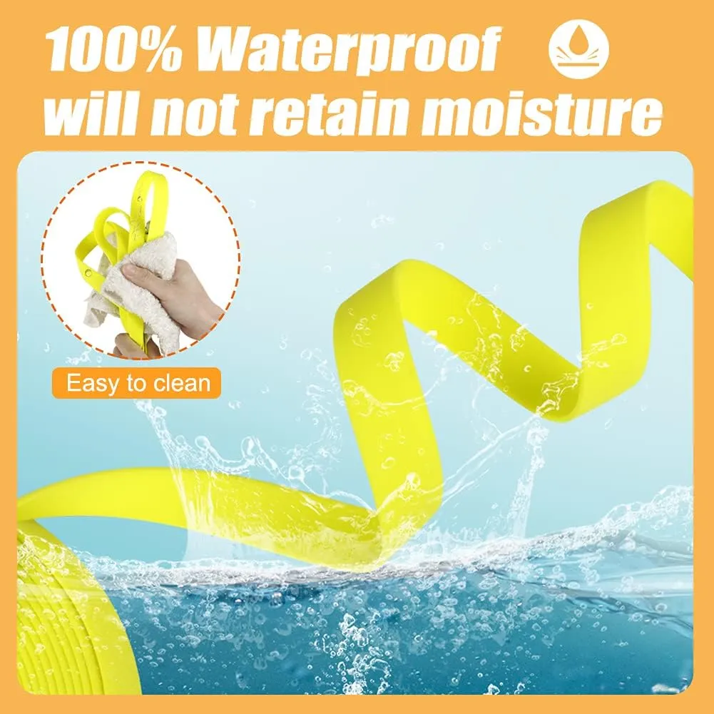 Vivifying Long Dog Leash, 20ft Waterproof Dog Training Leash for Outside, Durable PVC Long Line Lead with Padded Handle for Recall Training, Hiking, Swimming, Beach and Lake (Yellow)