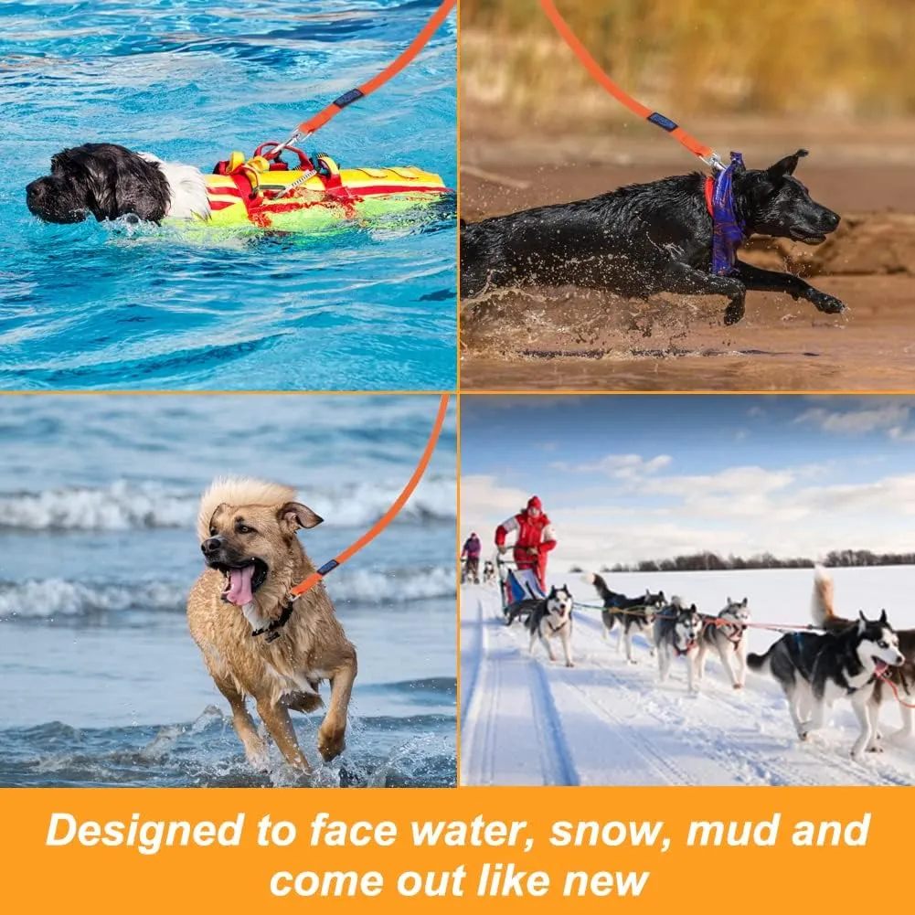 Vivifying Waterproof Long Dog Leash, 20ft Dog Training Leash for Outside, Durable PVC Long Line Lead with Padded Handle for Recall Training, Hiking, Swimming, Beach and Lake (Orange)