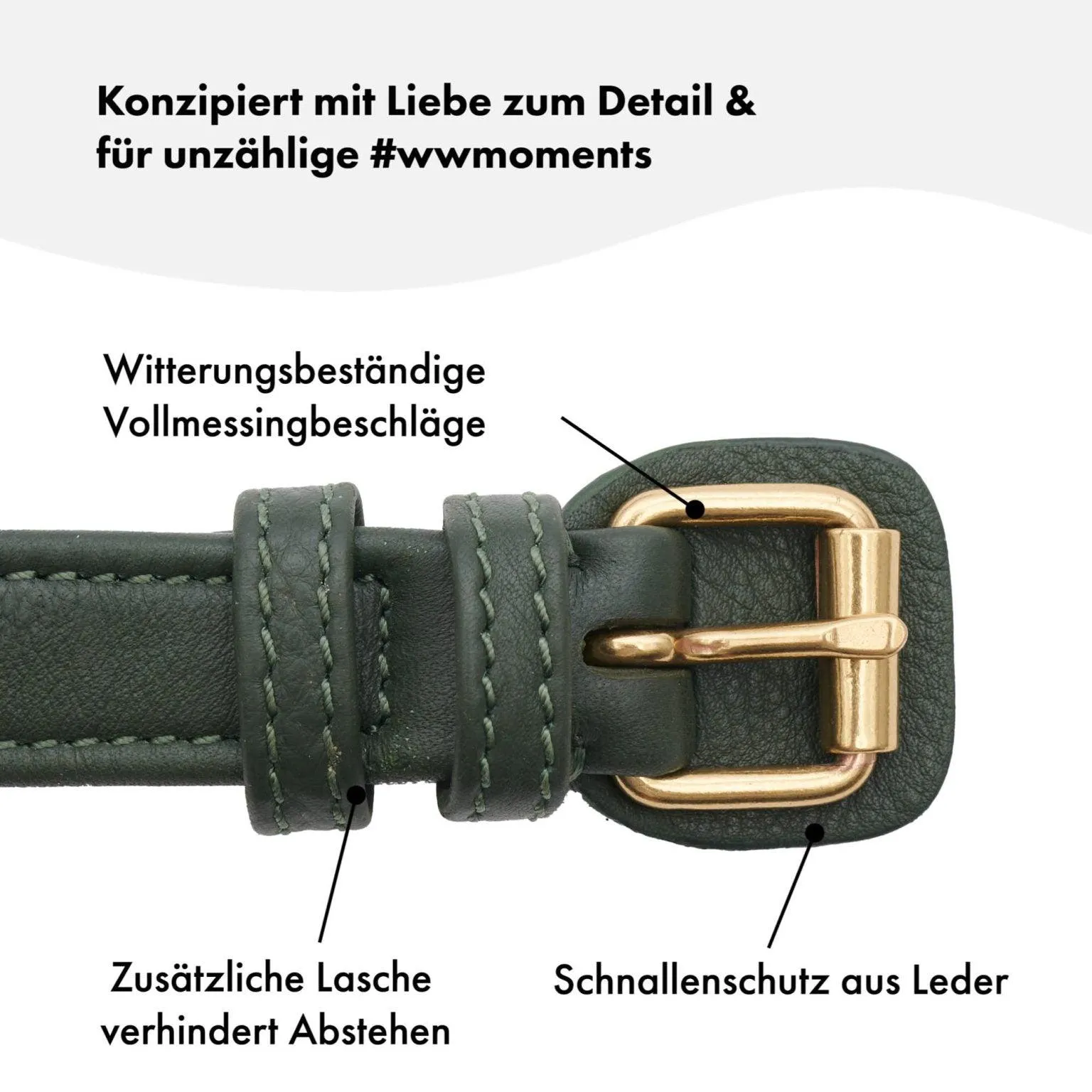 William Walker Leather Dog Harness | Plain Collection | Dark Moss
