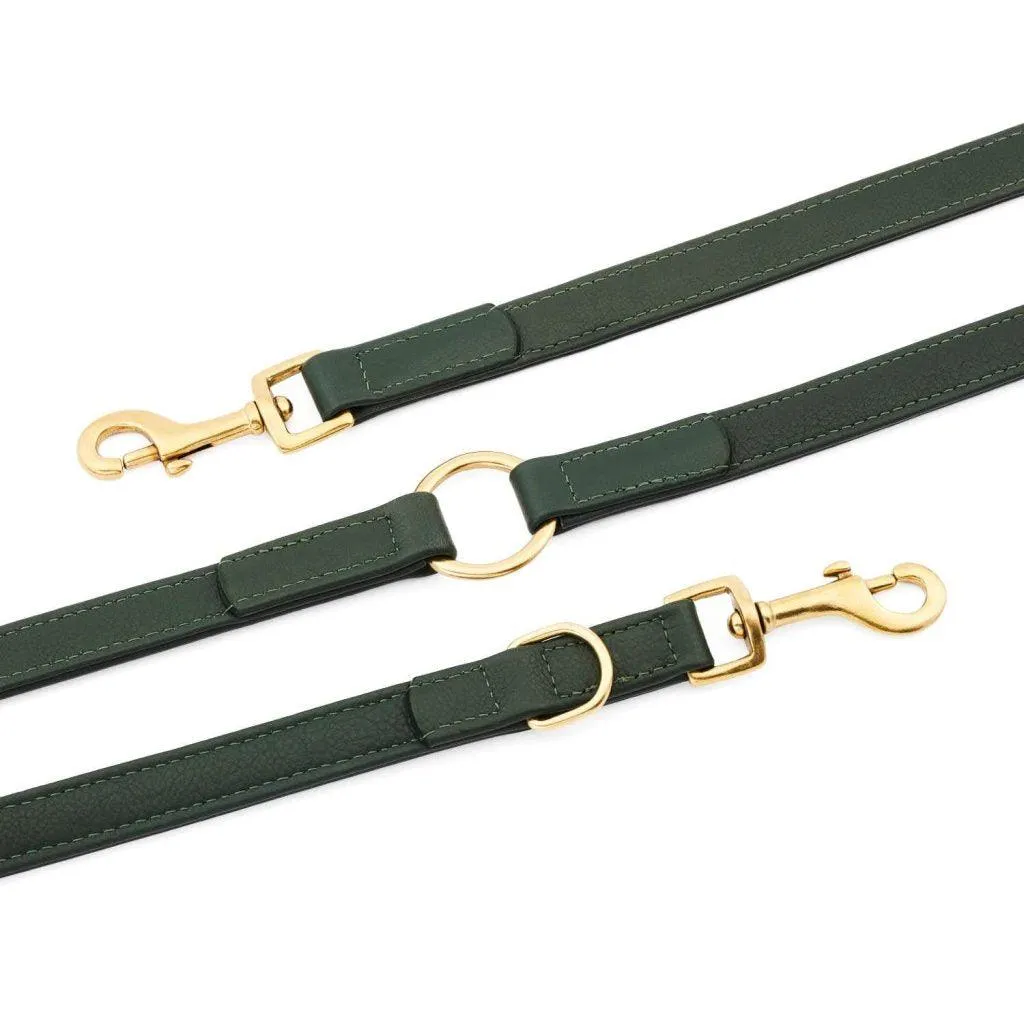 William Walker Leather Dog Lead | Plain Collection | Dark Moss