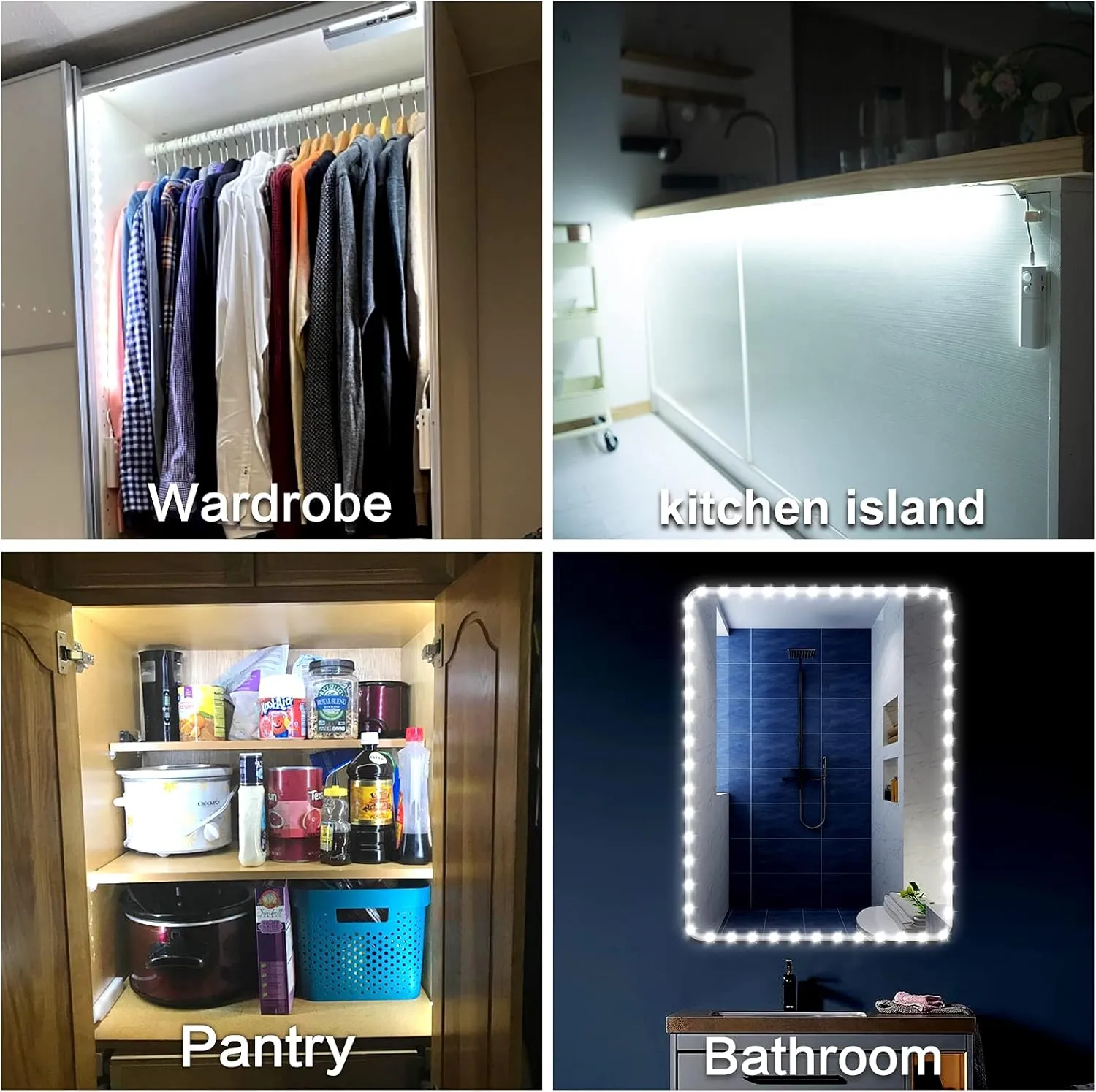 WOBANE LED Closet Light Motion Activated, Battery Powered LED Strip, Stick-on Anywhere Homelife Motion Sensor LED Lighting, Rechargeable Night Light for Closet Hallway Stairway 6.56ft, 6000K White