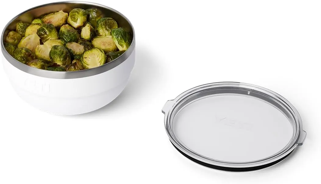 YETI Rambler Bowl, Vacuum Insulated, Stackable and Nestable Stainless Steel Bowl with Lid, 2 Quart, White
