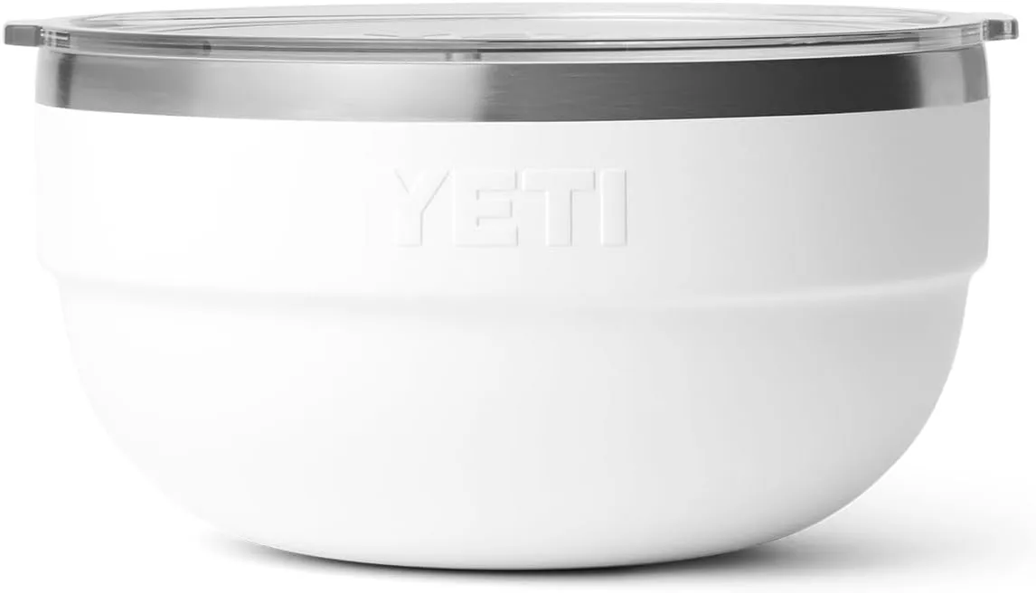 YETI Rambler Bowl, Vacuum Insulated, Stackable and Nestable Stainless Steel Bowl with Lid, 2 Quart, White